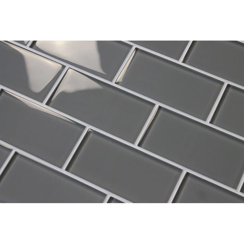 Rocky Point Tile Co Pebble Gray 3x6 Glass Subway Tile, 3"x6" Tiles, Set Of 8