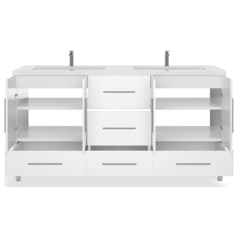 MOD The Mendocino Bathroom Vanity, White, 67", Double Sink, Freestanding - Image 12