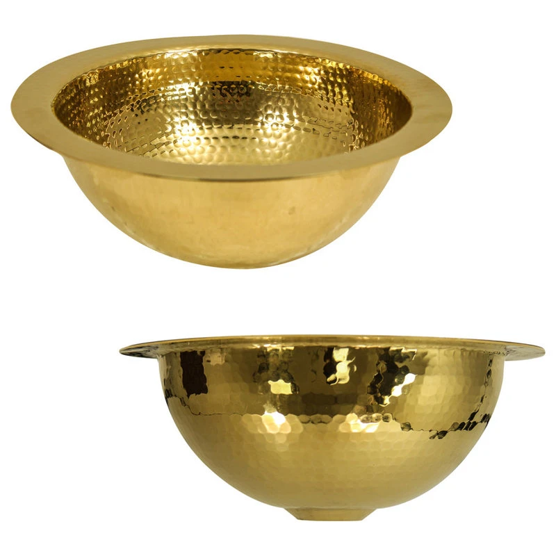 Nantucket Sinks 13" Hand Hammered Brass Round Undermount Bar Room Sink - Image 3