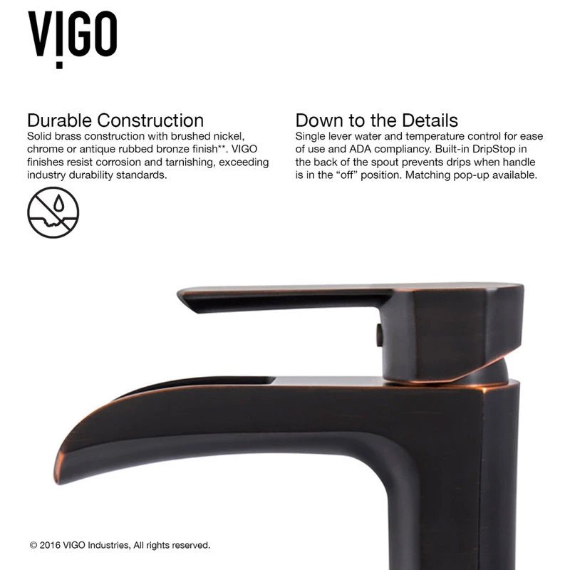VIGO 18" Glass Vessel Bathroom Sink And Niko Vessel Faucet - Image 9