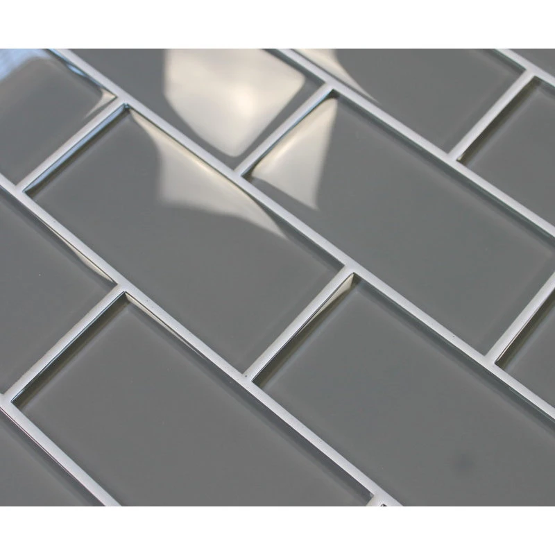 Rocky Point Tile Co Pebble Gray 3x6 Glass Subway Tile, 3"x6" Tiles, Set Of 8 - Image 4