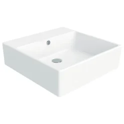 WS Bath Collections Simple 50.50A.00 Bathroom Sink, Ceramic White, No Faucet Hole