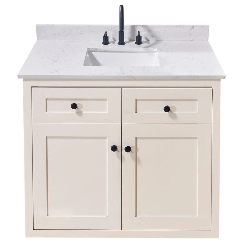 Altair Trento Engineered Stone Vanity Top In Aosta White With White Sink, 43" - Image 4