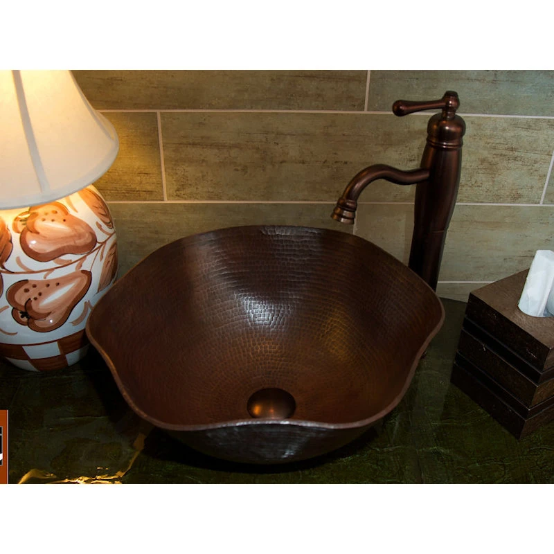 Artesano Copper Sinks Round Vessel Bathroom Copper Sink Very Thick Gauge 14 - Image 4