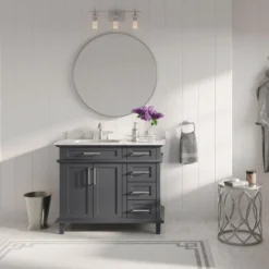MOD The Helm Bathroom Vanity, Gray, 42", Single Sink, Freestanding