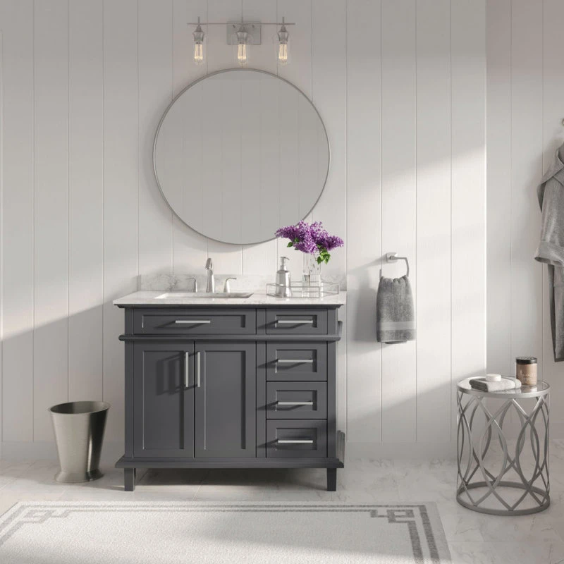 MOD The Helm Bathroom Vanity, Gray, 42", Single Sink, Freestanding