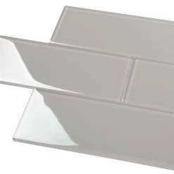 Giorbello 4"x12" Glass Subway Collection, Light Gray