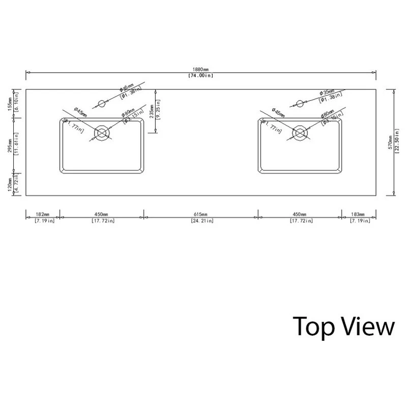 Dyconn Faucet 74 Inch Solid Surface Vanity Top - Image 3