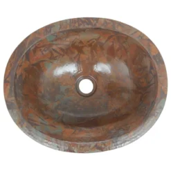 Null Mexican Copper Sink Drop-In Bathroom Sinks 16"x13" Rag Patina Patina