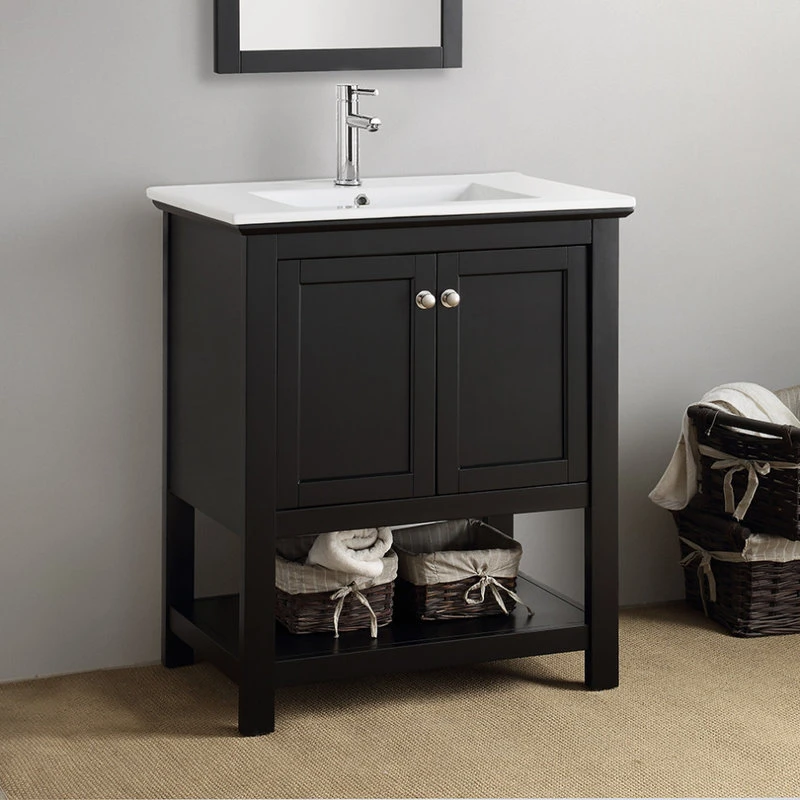 Fresca Manchester 30" Single Bathroom Vanity In Black With White Ceramic Top - Image 2