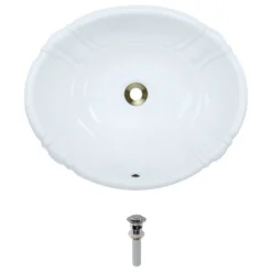MR Direct Sinks And Faucets O1815 Overmount Porcelain Sink, White, Chrome Pop-Up Drain