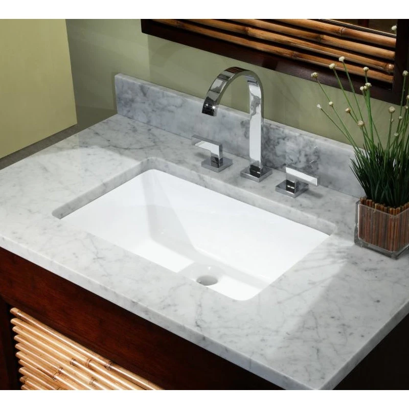 Contempo Living Rectangle Undermount Large Ceramic Lavatory Vanity Bathroom Sink Pure White, 24 - Image 2