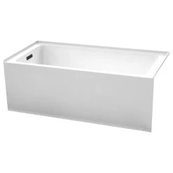 Wyndham Collection Grayley 60"x30" Alcove Bathtub With Left-Hand Drain And Trim, Matte Black