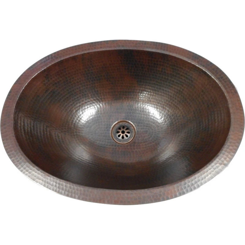 SimplyCopper 19" Rustic Oval Copper Bathroom Sink Dual Mount, Daisy Drain Inlcuded