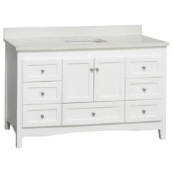 Kitchen Bath Collection Abbey 60" Bath Vanity, Base: White, Top: Quartz, Single Vanity