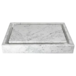 Eden Bath - Vessel Sinks Black Basalt Rectangle Infinity Pool Vessel Sink, Carerra White Marble