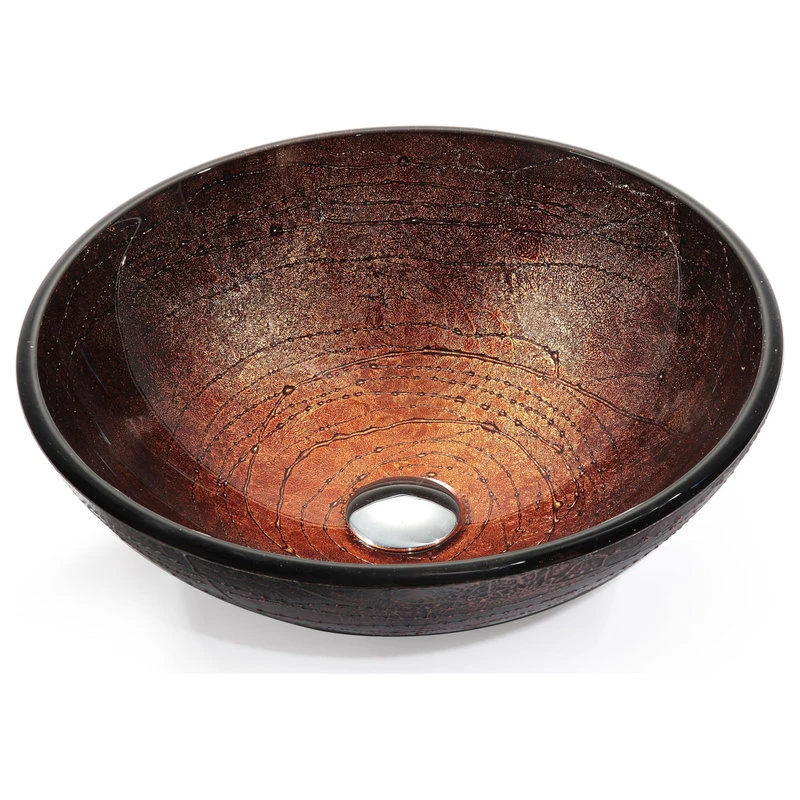 Kraus USA, Inc. Illusion 16 1/2" Glass Vessel Bathroom Sink, PU Drain, Mounting Ring, Bronze - Image 3