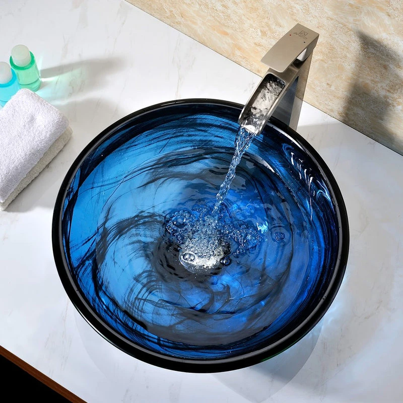 SpaWorld Corp ANZZI Thalu Glass Vessel Sink, Sapphire Wisp - Image 5