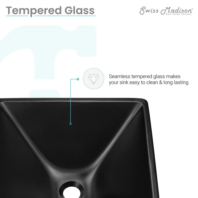 Swiss Madison Claire 15.5" Glass Vessel Sink, Black - Image 8