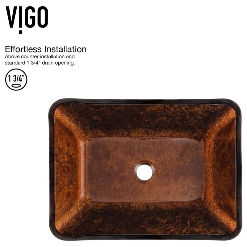 VIGO 18" Rectangular Russet Glass Vessel Bathroom Sink - Image 4
