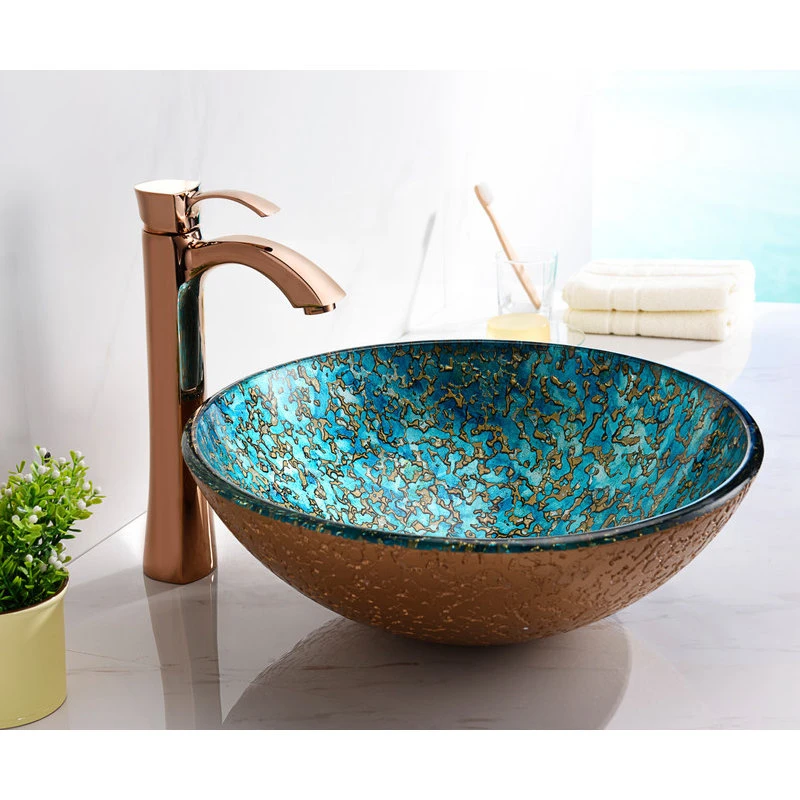 ANZZI Chrona Series Vessel Sink In Gold/Cyan Mix - Image 3