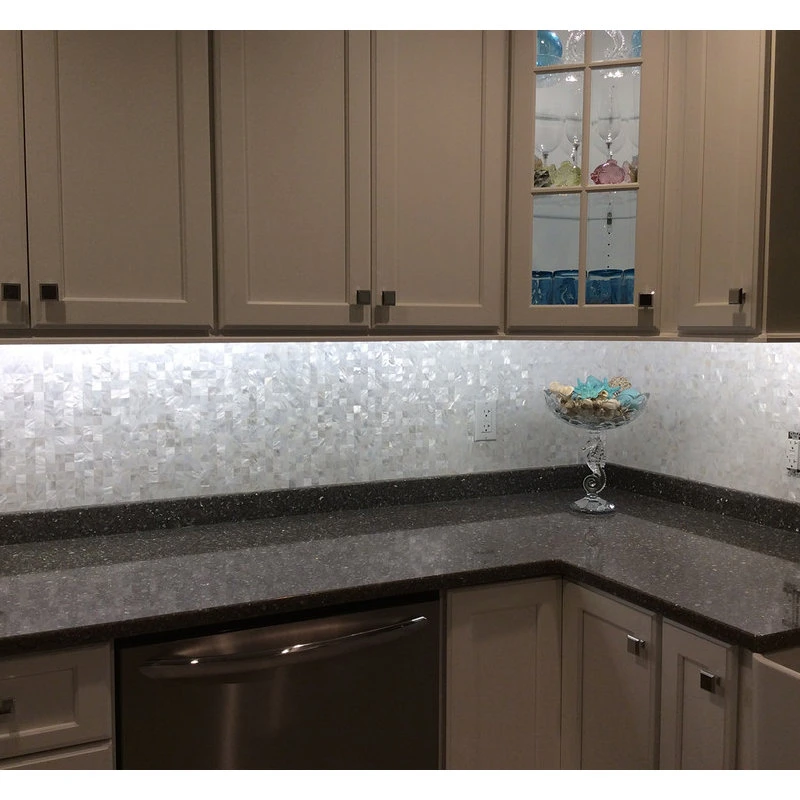 Art3d LLC Mother Of Pearl Mosaic Square Tile, Seamless Splice, White, Set Of 6 - Image 3