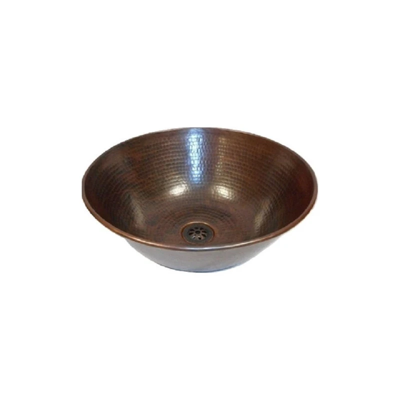 SimplyCopper 14" Round Copper Vessel Bath Sink, 13" ORB ClayborneFaucet & Daisy Drain - Image 2