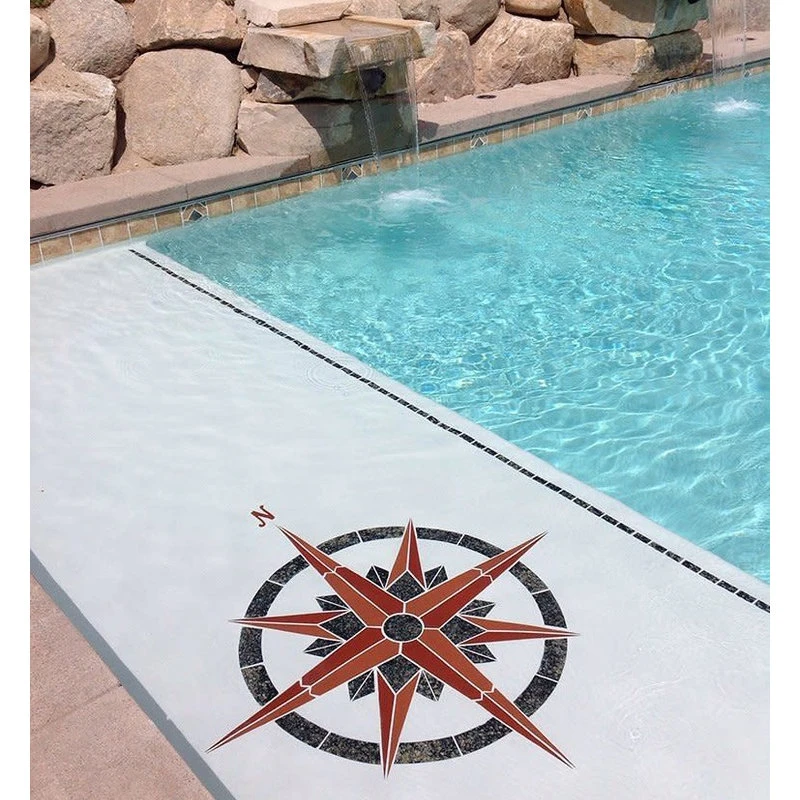 Blue Water Pool Mosaics Compass 1 Ceramic Swimming Pool Mosaic 36"x36", Blue - Image 2