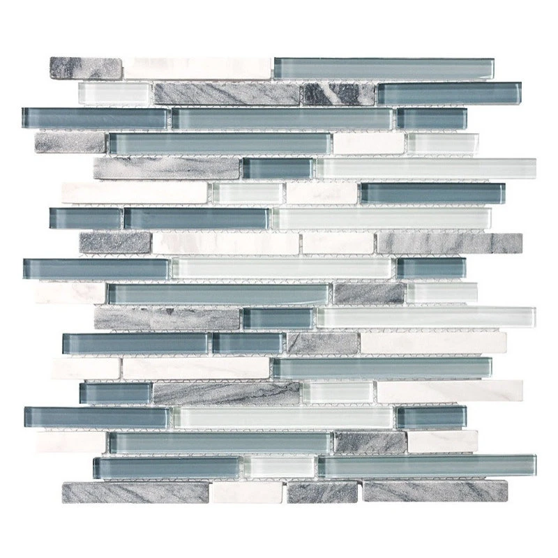 Anatolia Bliss Bliss BSWS Stone And Glass Linear Mosaic Tile, 12"x12"