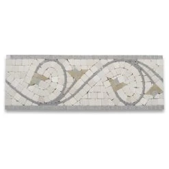 Stone Center Online Marble Mosaic Border Listello Insert Tile Agean Sienna 5x14.5 Tumbled, 1 Piece