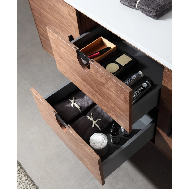 MOD Newton Bath Vanity, Walnut, 60", Double Sink, Freestanding - Image 7