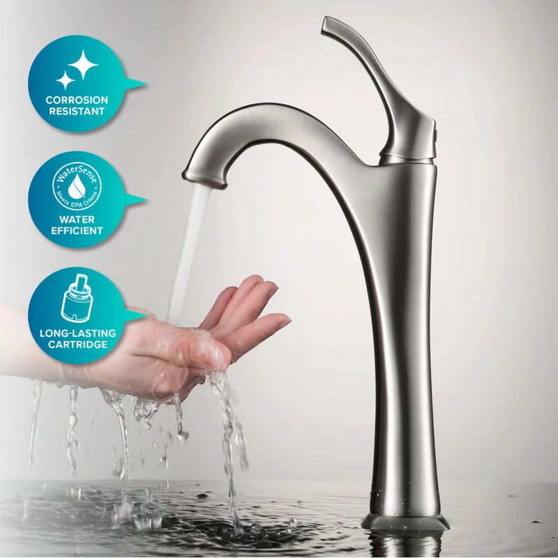 Kraus USA, Inc. Glass Vessel Sink, Arlo Bathroom Faucet, Drain, Ring, Spot Free Stainless Steel - Image 7