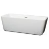 Wyndham Collection Emily 69" Freestanding White Bathtub, Chrome Drain