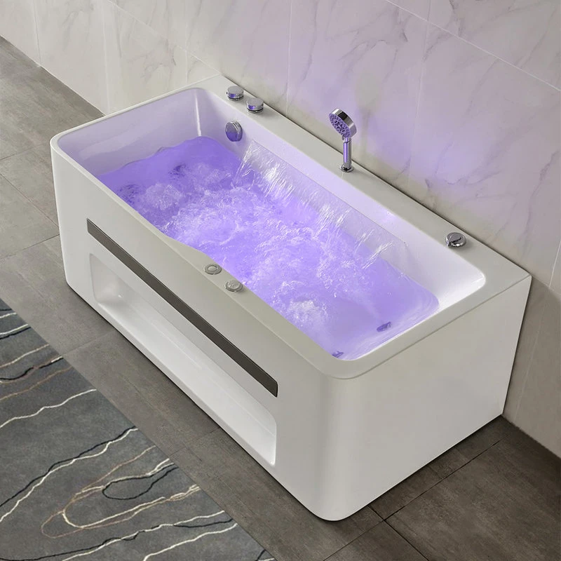 HOMARY 60" Acrylic Rectangular Whirlpool Water Massage Bathtub, Chromatherapy LED - Image 2