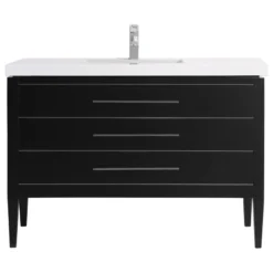 Dowell K&B Supplies Grace 48" Single Bathroom Vanity In Black With White Resin Top