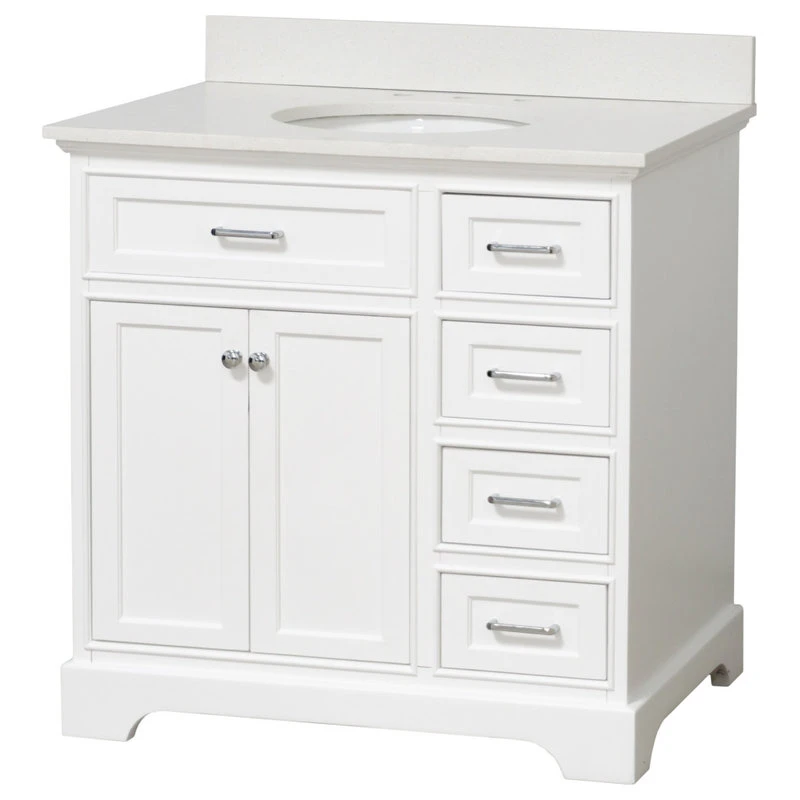 Kitchen Bath Collection Aria 36" Bathroom Vanity, White, Quartz - Image 4
