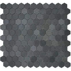 Pebble Tile Mosaics 1" Hexagon Basalt Mosaic Tile, 11"x11.5"