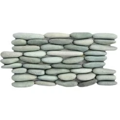 Pebble Tile Mosaics Standing Green Pebble Tile, 6"x12"