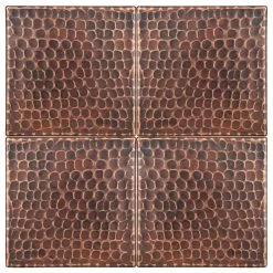 Premier Copper Products Hammered Copper Tile, 4"x4", Set Of 4