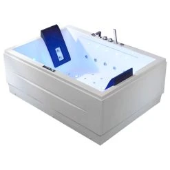 HOMARY 71" Modern Acrylic Corner Bathtub Whirlpool Air Massage 3 Sided Apron Tub