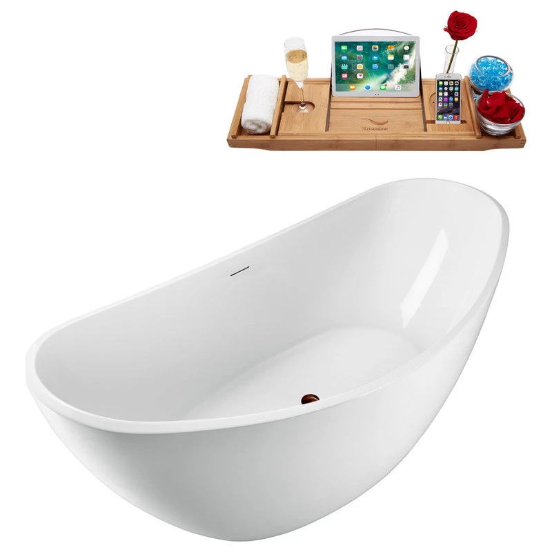 75'' Streamline N950ORB Freestanding Tub, Tray, Internal Drain, Pop-Up: Oil Rubb - Image 2
