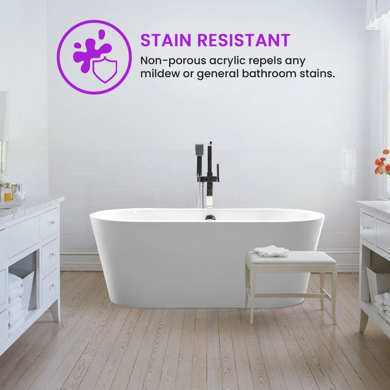 Vanity Art LLC Vanity Art Freestanding Acrylic Bathtub, White, Small - Image 6