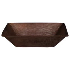 Premier Copper Products 17" Rectangle Wired Rim Vessel Hammered Copper Sink