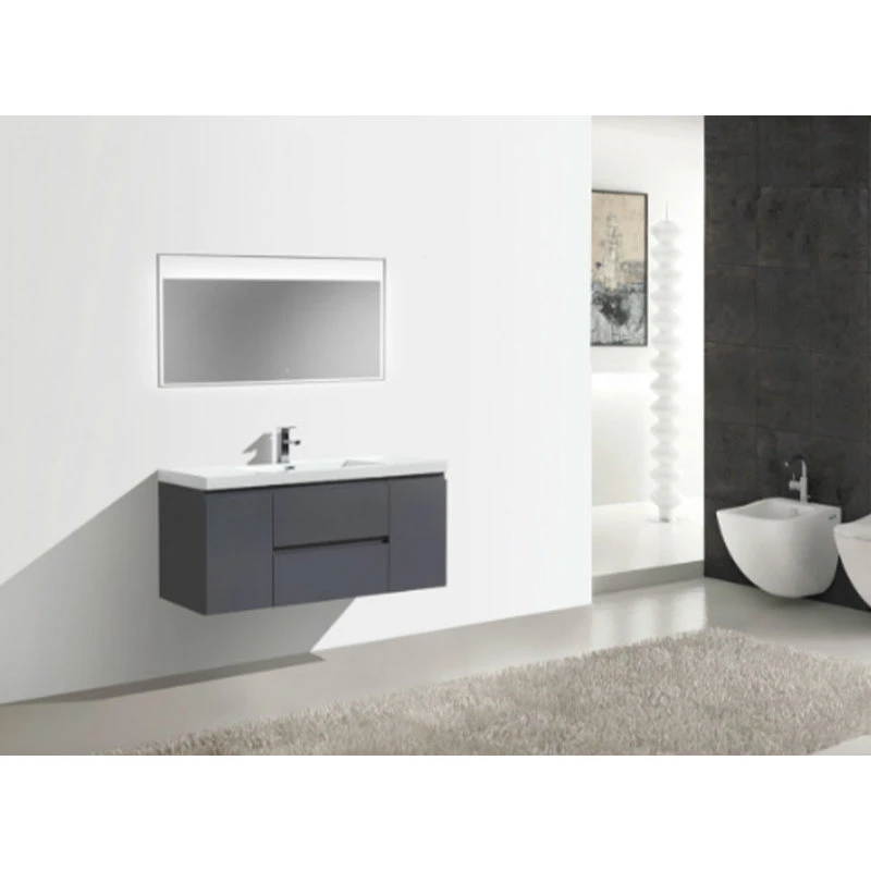 Bathroom Vanity Wholesale INC. MOB 48" Wall-Mounted Single Bathroom Vanity In High-Gloss Gray - Image 3