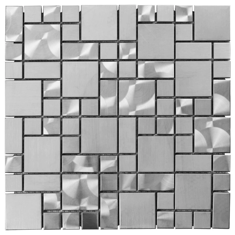 Modket Unique Stainless Steel Mosaic Tile Kitchen Backsplash Bath, 12"x12", Set Of 10