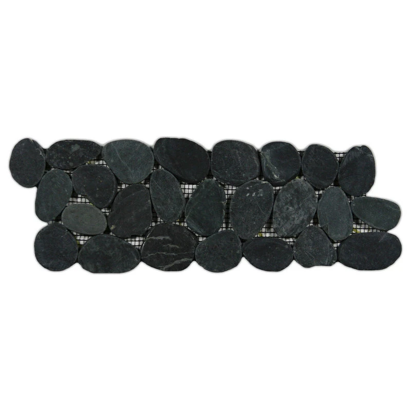 Faber Cnk Stone Sliced Charcoal Black Pebble Tile Border