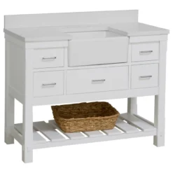 Kitchen Bath Collection Charlotte 48" Single Bathroom Vanity In White With Quartz Top