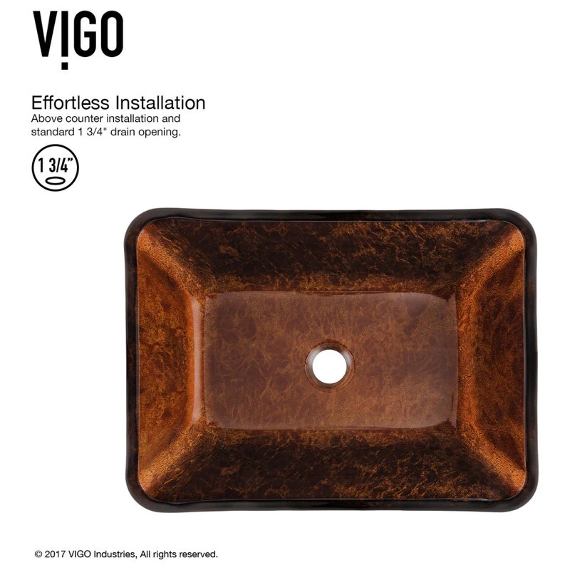 VIGO 18" Glass Vessel Bathroom Sink And Niko Vessel Faucet - Image 3