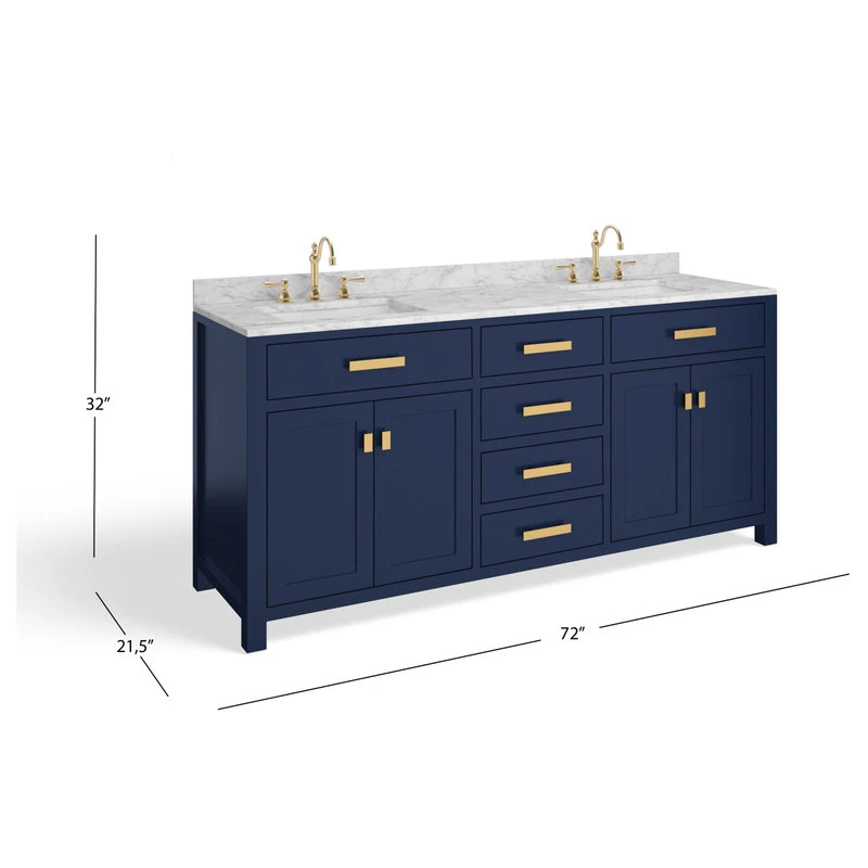 MOD Savoy Bath Vanity, Double Sink, 72", Blue, Freestanding, Faucets And Mirrors - Image 8