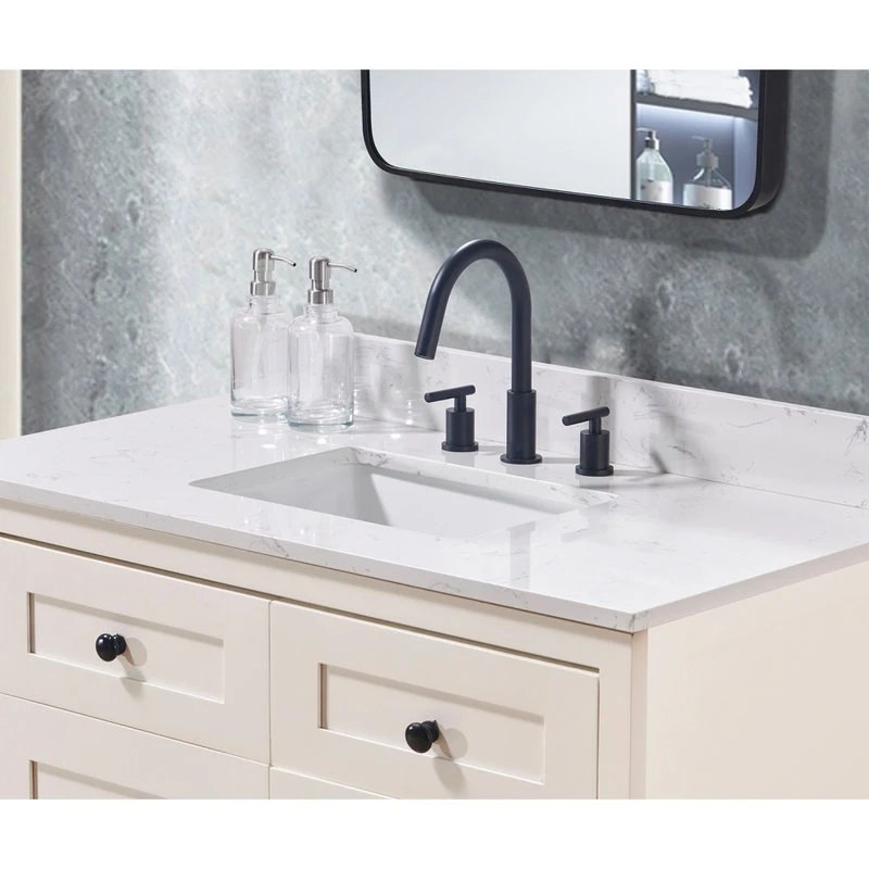 Altair Trento Engineered Stone Vanity Top In Aosta White With White Sink, 43" - Image 6
